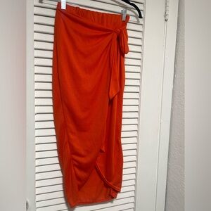 Missguided Tie Wrap Mesh Midi Skirt – Orange (NWT)
